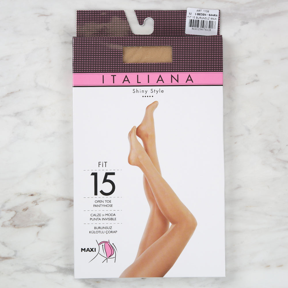 Italiana 1156 Fit 15 Burunsuz Maxi Çorap, Sahra, 52/5 Beden